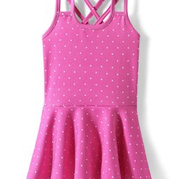 Babyhug Water Repellant Sleeveless Frock Style Swimsuit With Polka Dot Print - Pink-image-68