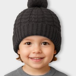 Mi Arcus 100% Cotton Knit Pom Pom Detailed Cap - Dark Grey-image-80
