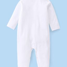 Babyhug Interlock Full Sleeves Front Open Solid Sleepsuit with Peter Pan Collar - White image 2