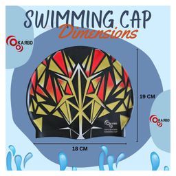 KARBD Pattern Design Silicone Swimming Cap - Black image 3