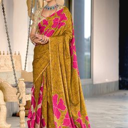PEENGAX Floral Pure Cotton Block Print Saree-52