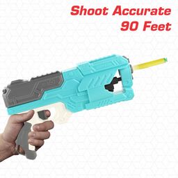 Aditi Toys High Performance Six Fire Gun, Toy Blaster Gun With 6 Dart Rotating Drum, Hi-Arm Toy Gun Accurate Upto 45 Feet, Includes 10 Soft Bullet Darts, . (Light Blue) image 4
