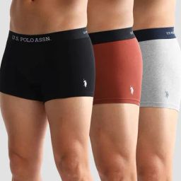 U.S. Polo Assn. Multicolored Cotton Regular Fit Trunks - Pack Of 3-picture-37