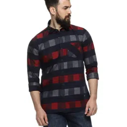 Campus Sutra Black & Maroon Regular Fit Check Shirt-picture-17