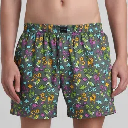 Jack & Jones Grey Cotton Regular Fit Printed Boxers-image-84