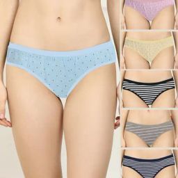 AROUSY Pink & Blue Printed Bikini Panties - Pack Of 6-image-114