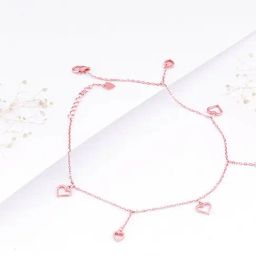 GIVA 925 Sterling Silver Rose Gold StRing Of Hearts Anklets For Women-image-42