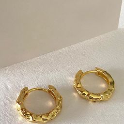 FIMBUL Gold-Plated Textured Circular Shaped Hoop Earrings-18