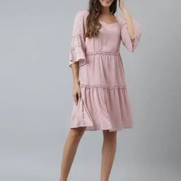 Latin Quarters Pink Fit & Flare Dress-image-46