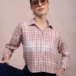 CRIMSOUNE CLUB Brown Chequered Shirt-image-84