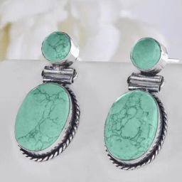 Priyaasi Green Marble Stones Studded Drop Earring-image-38