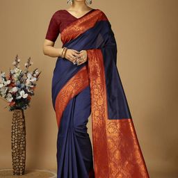 HI FI NX Ethnic Motifs Art Silk Kanjeevaram Saree-image-78