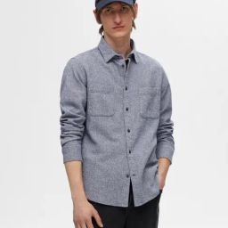 SELECTED HOMME Blue Melange Regular Fit Shirt-image-39