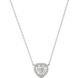 EMORI 18k (750) White Gold Solitaire Heart Diamond Necklace for Women-image-95