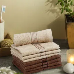 Bianca D'ross Beige & Brown 100% Cotton 380 GSM Face Cloths - Set of 8-4