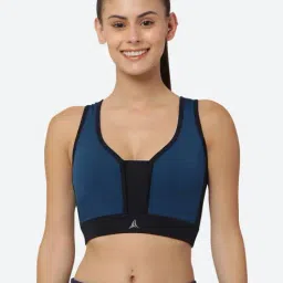Fitleasure Teal Non Wired Padded Sports Bra-picture-4