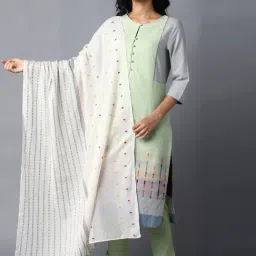 W White Cotton Printed Dupatta-picture-22