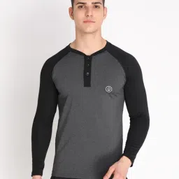 Chkokko Grey & Black Henley T-Shirt-image-34