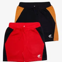 Kiddopanti Kids Black & Red Color Block Shorts (Pack Of 2)-picture-0
