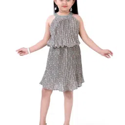 poplins Kids Green Cotton Floral Print Dress-picture-13