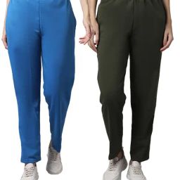 Vimal Jonney Blue & Green Regular Fit Mid Rise Track Pants - Pack of 2-image-76