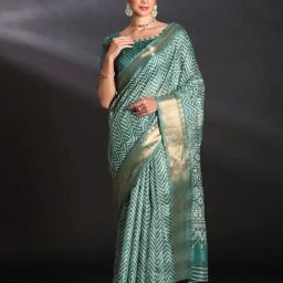 Saree Mall Green Printed Sarees With Unstitched Blouse-picture-26