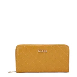 KLEIO Mustard Quilted Zip Around Wallet for Women-picture-31