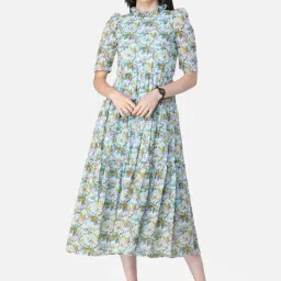Cation Multicolored Floral Print A-Line Dress-41