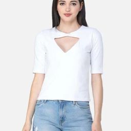 Cation White Elbow Sleeves Top-image-47