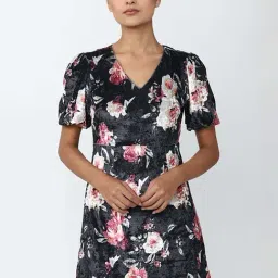 Van Heusen Black Printed A-Line Dress-image-72