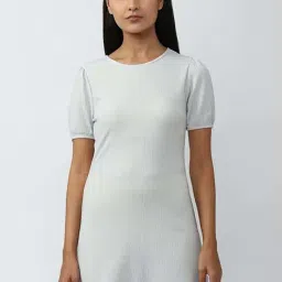 Van Heusen White A-Line Dress-image-85