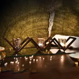 HOSLEY Black Iron Decorative Tealight Holders with Glass - Set of 3-image-95