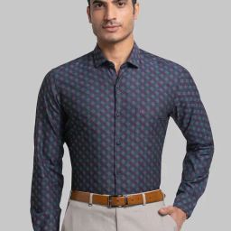 Raymond Purple Cotton Regular Fit Checks Shirt-image-46