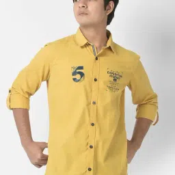 Crimsoune Club Kids Mustard Cotton Printed Full Sleeves Shirt-image-53