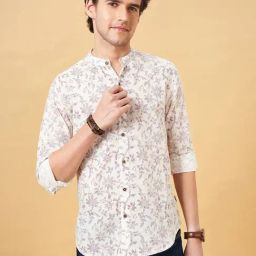 Indus Route by Pantaloons Off White Regular Fit Printed Shirt-picture-10