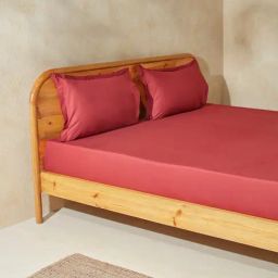 Westside Home Dark Red Solid King Bed Flat Sheet and Pillowcase Set-image-95