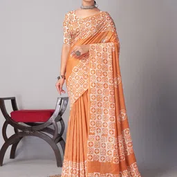HERE&NOW Batik Block Print Saree-image-47