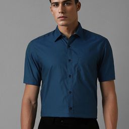 Louis Philippe Men Spread Collar Textured Cotton Formal Shirt-image-75