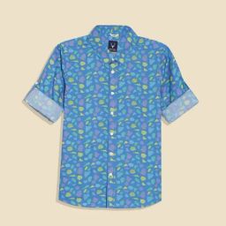 Allen Solly Boys Blue Cotton Slim Fit Printed Shirt-image-38