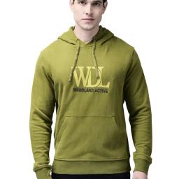 Woodland Green Cotton Regular Fit Logo Printed Hooded Sweatshirt-image-65
