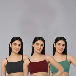AROUSY Black & Green Cotton Beginner's Bra - Pack Of 3-image-70