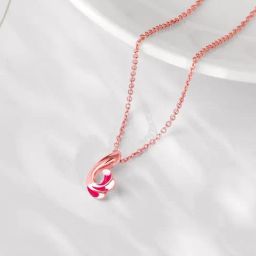 GIVA 925 Silver Rose Gold Curled Wing Pendant with Link Chain for Women-image-0