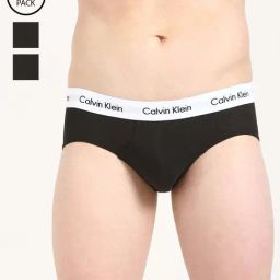 Calvin Klein Underwear Black Cotton Slim Fit Printed Briefs - Pack Of 3-image-32