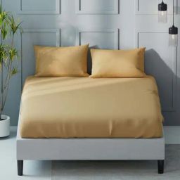Nautica Compass-400 Brown Cotton 400 TC King Size Bedsheet With 2 Pillow Covers-image-89