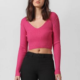 Only Fuchsia Regular Fit Crop Pullover image 1