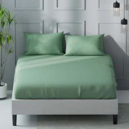 Nautica Compass-400 Green Cotton 400 TC King Size Bedsheet With 2 Pillow Covers-image-55
