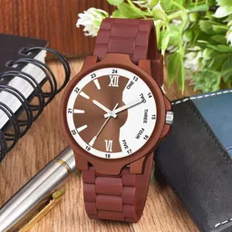 CSAMON Men Round Dial & Bracelet Style Straps Analogue Watch 3Kan 1002BRO New PU-1