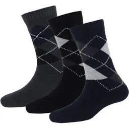 Rodzen Men Pack Of 3 Checked Calf Length Socks-picture-24
