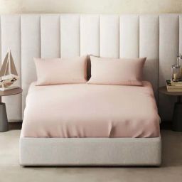 Nautica Echo-300 Pink Cotton 300 TC King Size Bedsheet With 2 Pillow Covers-image-58