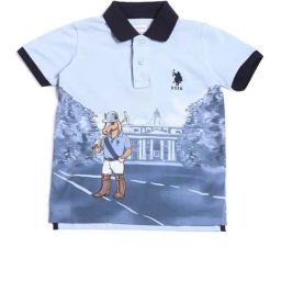US Polo Kids Boys Blue Cotton Graphic Polo T-Shirt-picture-15